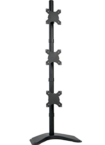 VIVO Triple Monitor Desk Stand for 13 to 27 inch Screens, STAND-V003D | Black, Articulating, Freestanding Adjustable Monitor Arm, Vertical Computer Stand for 3 Monitors, Holds 22 lbs Each