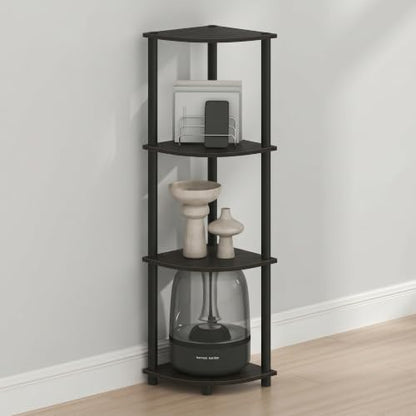 Furinno Turn-N-Tube Toolless Assembly 4-Tier Storage Shelves, Espresso - color: Espresso/Black, size: 4-Tier