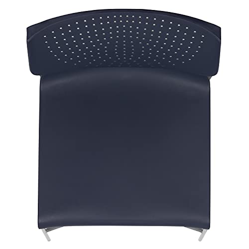 EMMA + OLIVER Home and Office Navy Full Back Stack Chair with Gray Fr | Powder Coated, 661 LBS. Weight Capacity - color: Navy