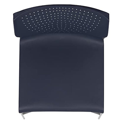 EMMA + OLIVER Home and Office Navy Full Back Stack Chair with Gray Fr | Powder Coated, 661 LBS. Weight Capacity - color: Navy