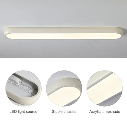 Qcyuui LED Ceiling Light, 39.4 in 48W Dimmable Kitchen Ceiling Light | Linear Flush Mount Light with Remote, 3000K-6500K, Modern Cream Acrylic Fixture for Bedroom, Hallway, Office, Closet - color: Cream/Dimm/48W/39.4IN, size: 39.4in