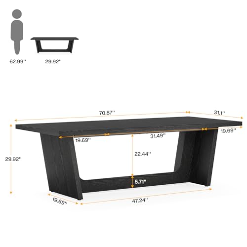 Tribesigns 70.87-Inch Executive Desk, Large Wood Desk for Home Office, Rustic Study Writing Table with Heavy-Duty Pedestal, Extra Long Business Workstation - color: Classic Black
