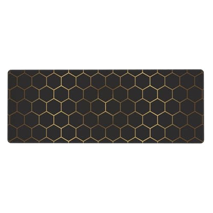 Large Gaming Mouse Pad for Desk, Black Gold HoneycombTechnology Desk Mat, Extended Computer Keyboard Mouse Pad with Non-Slip Base and Stitched Edge,31.5"x11.8" - color: Black Gold Honeycomb