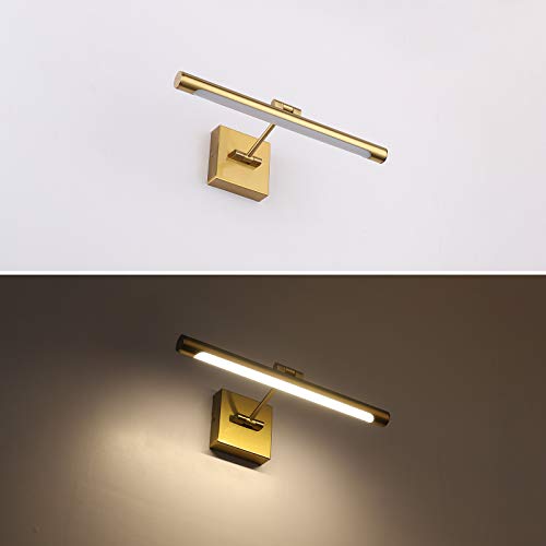 LED Picture Light Fixtures 16.54 Inches, Modern Metal Artwork Wall Lamps with Single Swing Arm, 7W (50W Eqv.), Hardwired Connection, Dimmable, 3000K Warm White, CRI95+, Golden-Like Brass Finish - color: Brass, size: Dimmable 16.53" Long