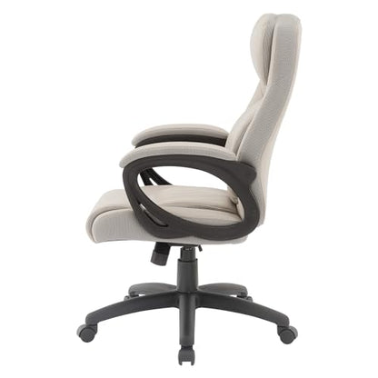 Office Star FL Series Executive Seating Faux Leather Manager's Adjustable Office Chair with Padded Arms, Taupe with Grey Mesh Accents - color: Taupe
