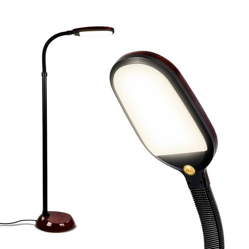 Brightech Litespan - Bright LED Floor Reading Lamp for Over Chair Crafts and Reading, Estheticians' Light for Lash Extensions, Adjustable Standing Lamp for Living Room, Bedroom, Office - Havana Brown - color: Havana Brown