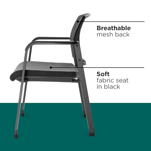 Workplace 2.0 Guest & Reception Chair, Mesh, Stackable, Black | Comfortable seating for reception areas and everyday office use. - style: Fabric
