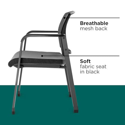 Workplace 2.0 Guest & Reception Chair, Mesh, Stackable, Black | Comfortable seating for reception areas and everyday office use. - style: Fabric