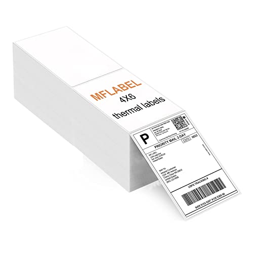 MFLABEL 4x6 Direct Thermal Labels (8000 Labels) 4" x 6" Perforated Shipping Labels Compatible with Zebra Printers Fanfold Thermal Label Stickers for Shipping Packages - 4 Stacks White Labels - size: 2000 Labels/Stacks White