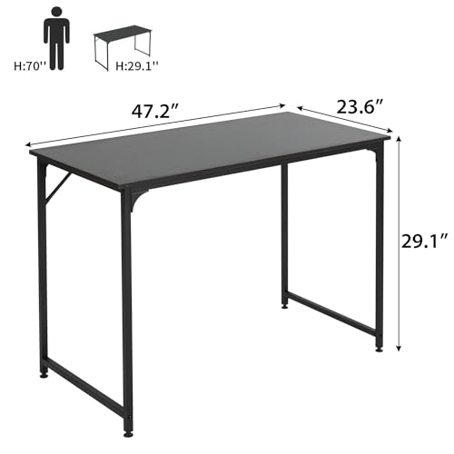 BestOffice Computer Desk,47 inches Home Office Desk Writing Study Table Modern Simple Style PC Desk with Metal Frame,Black - color: Black, size: 47 inch
