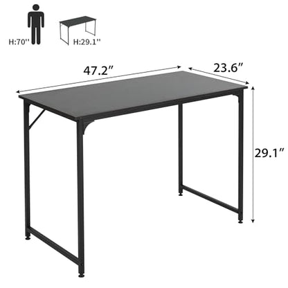 BestOffice Computer Desk,47 inches Home Office Desk Writing Study Table Modern Simple Style PC Desk with Metal Frame,Black - color: Black, size: 47 inch