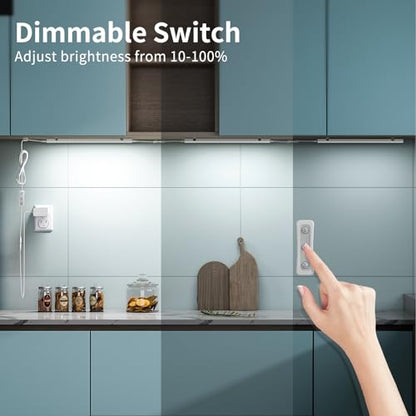 ASOKO Under Cabinet Lighting, 4500K Daylight, 3 Pack 12 inch Linkable - color: Daylight White 4500K, size: Manual switch-3 pack