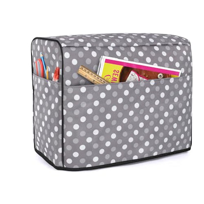 Luxja Sewing Machine Dust Cover Compatible with Brother & Singer, Gray Dots | Cover with Pockets for Extra Accessories - color: Gray Dots