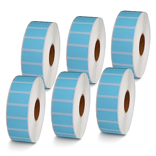BETCKEY - 1" x 0.5" (25 mm x 13 mm) Thermal Labels, [6 Roll/Light Blue] - color: Blue, size: 1 in x 0.5 in