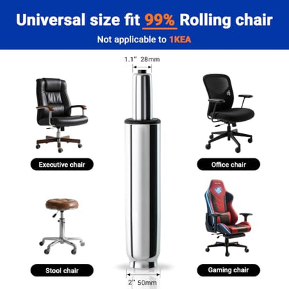 10-14 Inches Office Chair Cylinder Replacement, TOP-Activated - color: Polished Steel, size: 3.9‘’ Height Range