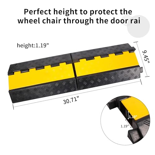 Rubber Cable Ramp Cord Cover Cable Protector Ramps Wire Hose Protective 2 Channel 22000Lbs Load Capacity Traffic Speed Bump for Asphalt Concrete Gravel Driveway Indoor Outdoor, 3 Packs - color: 2 channel-3 pack