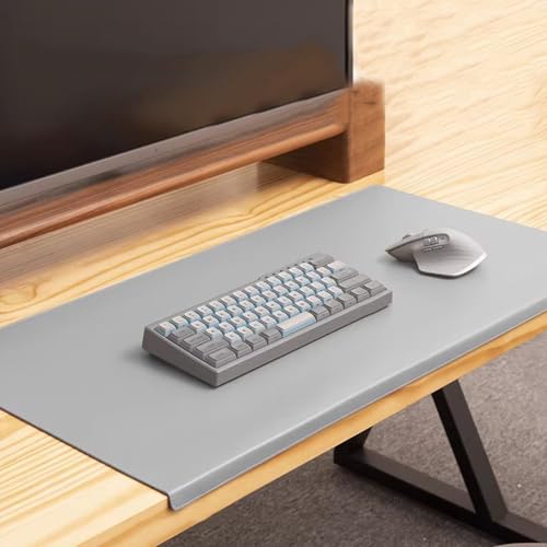Office Desk Pad with Edge Protector, Non-Slip PU Leather Table Desktop Mat for Laptop/Computer, Waterproof, Smooth Writing Surface (Gray,23.6x11.8inch) - color: Gray, size: 23.6x11.8inch