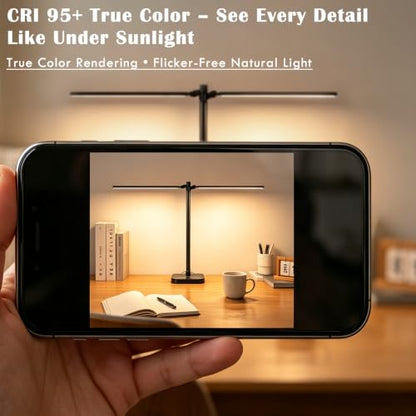 BOHON Desk Lamp for Home Office Dual Head 24W Swing Arm Task Lamp Black - color: Black, size: Large