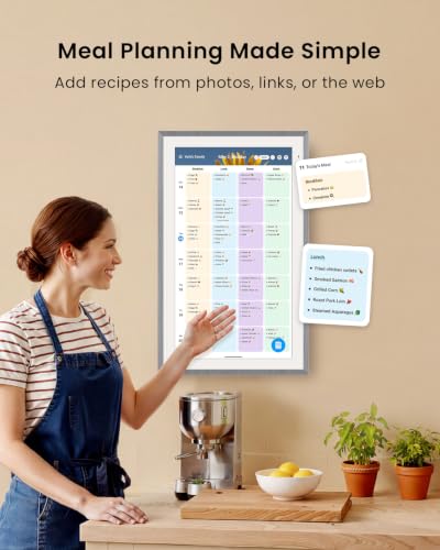 Apolosign 27-inch Digital Calendar & Smart Family Wall Planner, No Subscription, Shared Touchscreen Display with Calendar Sync, Chore Charts & Family Scheduling Hub, Wall Mount Included (Gray) - color: Gray