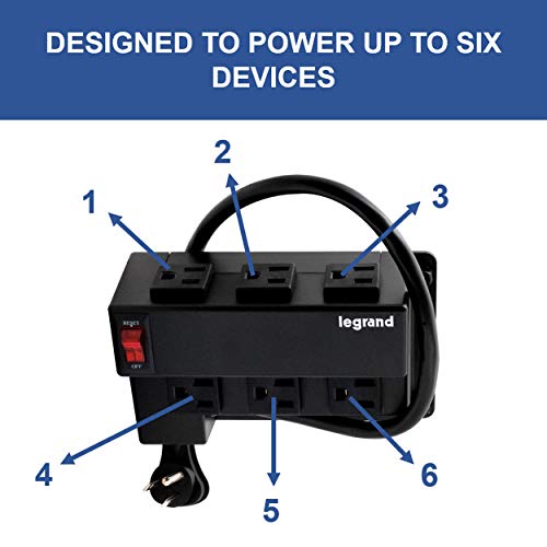 Legrand On-Q AC1031 Media Enclosure Power Strip, Half Width for Power Strip Media Cabinet, Power Strip to Optimize Cable Management with 6 Outlets, 3 IEC C13 Adapters,1 IEC C7 Adapter, Black