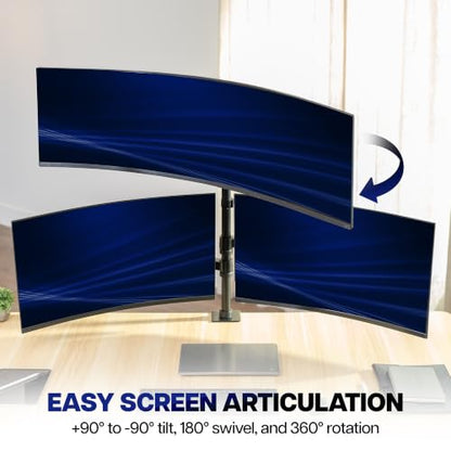 VIVO Triple Monitor Desk Mount, 32 to 49 inch Ultrawide Screens, One Fixed Screen and Two Mechanical Arms for Gaming and Office Setups, Max VESA 100x100, Holds up to 83.6 lbs, Black, STAND-V123TG
