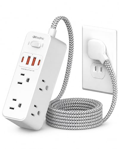 10FT 2 Prong Power Strip, WRXDMC 2 Prong to 3 Prong Outlet Adapter | 1400J Two Prong Surge Protector, 10ft Cord, 6 AC with 2 USB C and 2 USB A, Wall Mountable, Ideal for Old House
