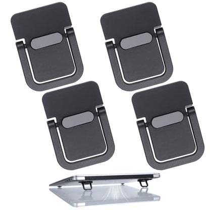 4PCS Portable Keyboard Riser Self Adhesive Laptop Stand Invisible Mini Computer Feet for Desk Computer Keyboard Stand Laptop Holder with Anti Slip Silicone(Black) - color: Black