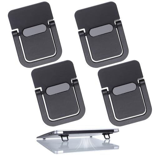 4PCS Portable Keyboard Riser Self Adhesive Laptop Stand Invisible Mini Computer Feet for Desk Computer Keyboard Stand Laptop Holder with Anti Slip Silicone(Black) - color: Black
