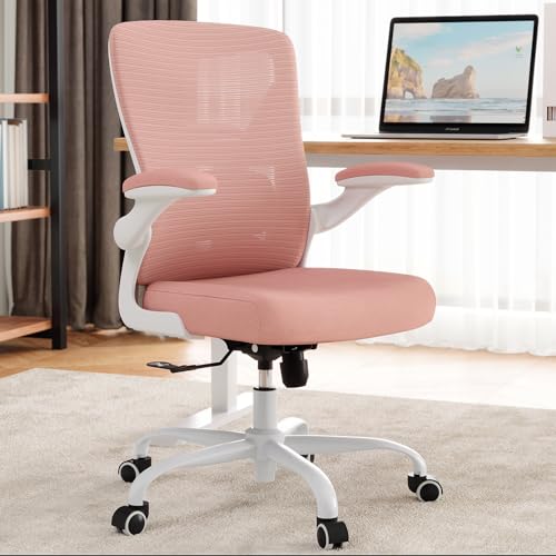 Office Chair: 330LBS Mesh Ergonomic Desk Chair Comfy with 3D Lumbar& Swivel - color: Pink, size: Pack of 1