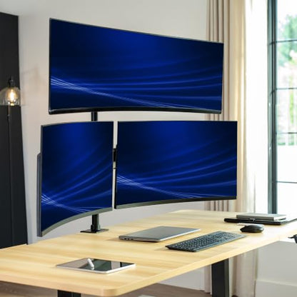 VIVO Triple Monitor Desk Mount, 32 to 49 inch Ultrawide Screens, One Fixed Screen and Two Mechanical Arms for Gaming and Office Setups, Max VESA 100x100, Holds up to 83.6 lbs, Black, STAND-V123TG
