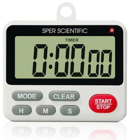 Sper Scientific 24-Hour Digital Lab + Kitchen Timer with LED Light 810001 - Precision Countdown Timer with Large Display, Loud Alarm & Clock Mode - for Cooking, Lab Experiments & More - size: 1 Pack