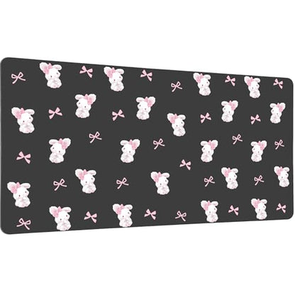 Bow Bunny Desk Mat, Cute Extended Gaming Keyboard Mouse Pad, Large Office Desk Cover Mat Pad Deskmat, Non-Slip Leather Home Office Desk Mat Protector 31.5"×15.7" - color: Bunny, size: L(31.5×15.7 inch)