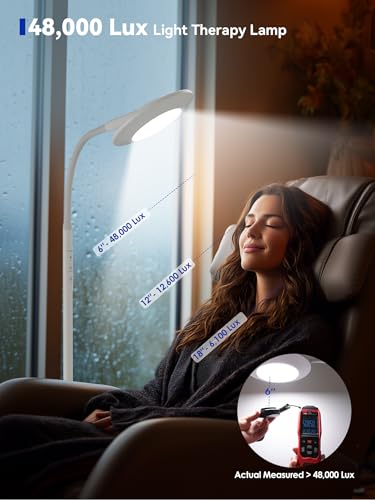 GLOWRIUM 48000 LUX Sunlight Lamp, 36W Task Floor Lamp, Reading Floor Lamp