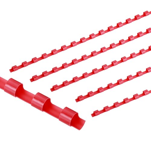 PATIKIL 6mm (1/4") Plastic Binding Combs, 50 Pcs 21 Rings Comb Binding Spines 20 Sheet Capacity Letter Size for Binding Paper Sheets, Red - color: Red, size: 6mm