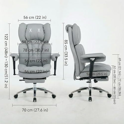 Big & Tall Office Chair, 400lbs Executive Chair with Footrest, Gray - color: Grey