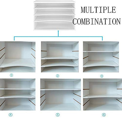 EMERIT 4-Tier Adjustable Paper Organizer, Large Capacity Desktop Organzier for Textbooks/Magazines/Office Files, Wooden Dividers, 7 lbs per Shelf, White - color: 4 Tier-white