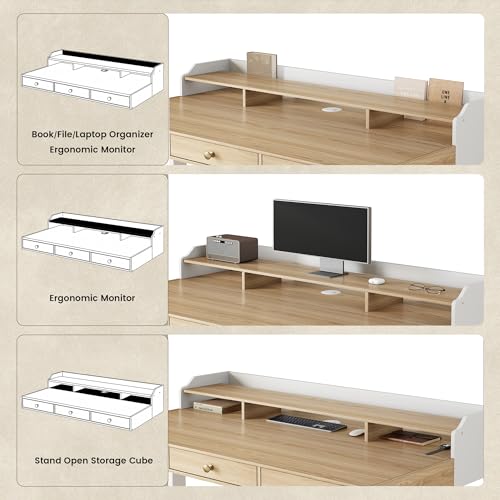 Electric Standing Desk with 3 Drawers & Monitor Shelf | 47.2 x 26 Inch Height Adjustable Standing Desk, Sit Stand Desk with Storage, 176 Lbs Capacity, Home Office, Light Walnut - color: Light Walnut