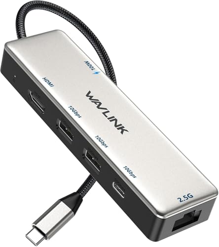 USB C Hub 2.5G Ethernet, WAVLINK 10Gbps USB C Hub with 2.5Gb RJ45 Port | USB-C Hub Multiport Adapter 4K@120Hz HDMI, 3 * 10Gbps USB-A/C, PD 85W for MacBook Neo/Pro/Air, iPad, Acer, Dell, HP etc.
