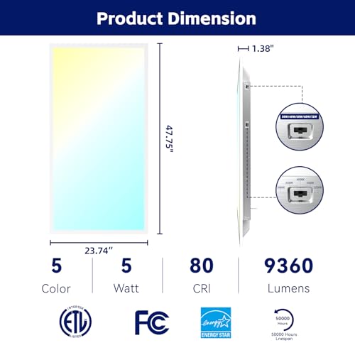 4Pack 2x4 LED Flat Panel Light with Emergency Battery Backup,5CCT - size: Emergency Backup, style: 2x4