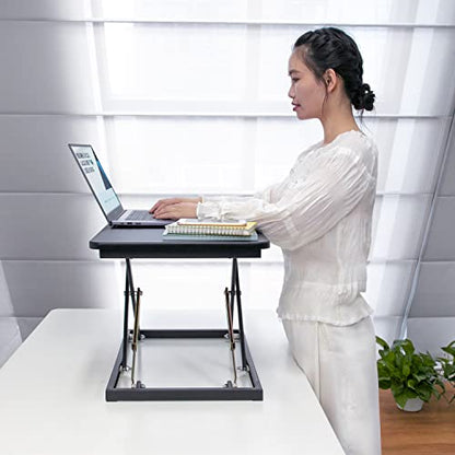 Standing Desk Converter Height Adjustable Stand Up Desk Riser - Supports 300 lbs, Fully Assembled Monitor/Laptop Riser Workstation, Black. - color: Black-24in