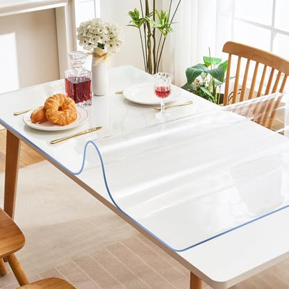 Plastic Clear Chair Mat 30x60 Crystal Clear Plastic Dining Table Cover Protector Office Desk Pad Mat Rectangle Vinyl Table Cover 5 Foot Table PVC Desk Writing Mat Wood Side End Coffee Kitchen Table - color: Clear, size: 30" x 60"