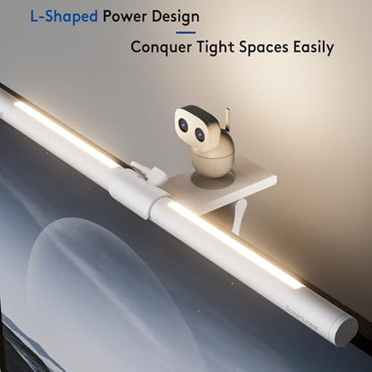 Quntis White Monitor Light Bar with Backlight, Desk Light with Remote | Eye-Care No Glare, Space Saving, Stepless Dimming, Computer Light Bar for Home Office Curved Monitors Gaming Reading Study - color: White