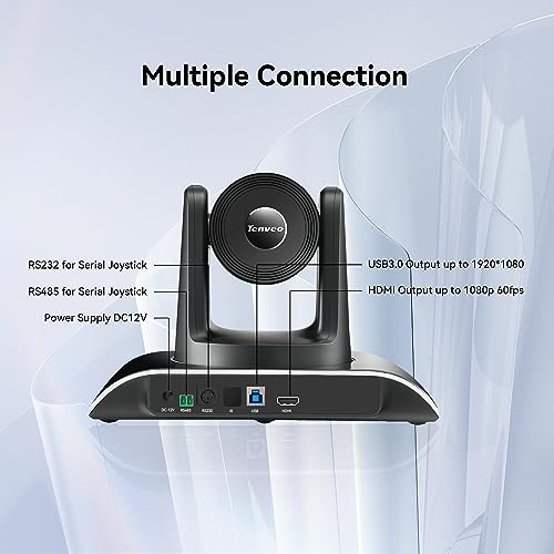 Tenveo 3X Optical Zoom 1080P 60FPS PTZ Conference System with 93°Wide-Angle Lens and MagiCall Bluetooth Speakerphone, Video Output via USB 3.0/HDMI/RS485/RS232, Ideal for Large Meetings - size: 4X Zoom/USB3.0/HDMI/MagiCall