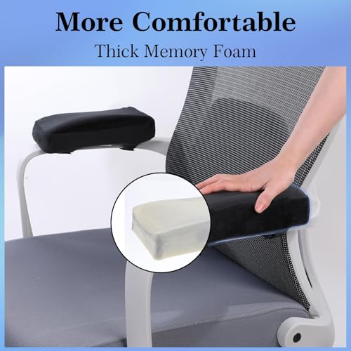 2 Pack Thick Armrest Pads Memory Foam Office Chair Arm Pads - Office Chair Armrest Covers Provide Elbow Cushion and Relieve Pressure, Ergonomic Desk Chair Arm Covers - Gaming, Computer Chair Rest Pads