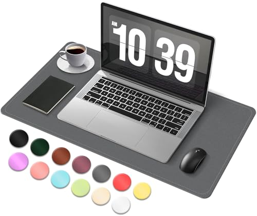 Desk Pad Protector, Leather & Suede Desk Mat, Non-Slip Desk Pad Mat, Large Mouse Pad, Waterproof Desk Blotter Mat, Desk Cover for Office, Home (Dark Gray, 23.6" x 13.7") - color: Dark Gray, size: 23.6" x 13.7"