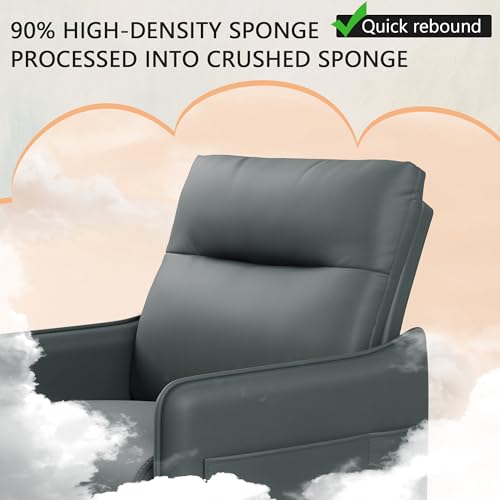 Alunaune Upholstered Living Room Chair Armchair, Mid Century Accent Chair, Reception Couch Slipper Club Lounge Chair Guest Comfy Single Sofa with Sidetable for Bedroom-Grey - color: Grey, size: 1 Chair