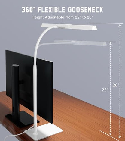 LED Desk Lamp for Home Office with Base, Eye-Caring Desk Light 12W, White - color: White