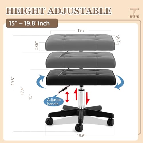 Wesiti Under Desk Foot Rest with Wheels, Adjustable Rolling Foot Stool Ottoman with Lockable Casters, PU Padded Leg Support for Office, Home, Pedicure & Workstation