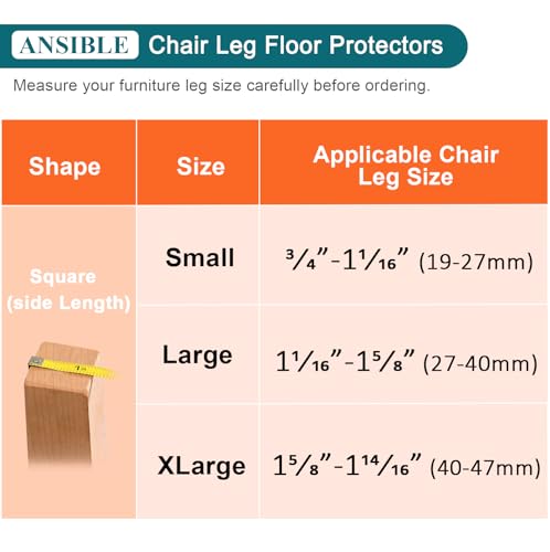 24Pcs Chair Leg Floor Protectors, Felt Furniture Caps for Hardwood Floors - color: Clear-24, size: Square-XL