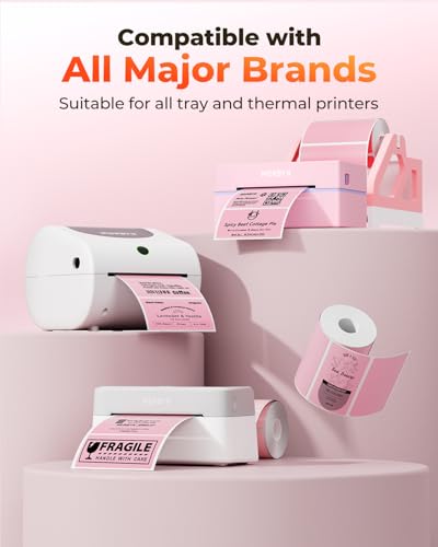 MUNBYN 4x2 Thermal Labels, 500 Sheets/1 Roll, Pink - color: Pink, size: 4x2"